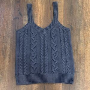 Evereve Women's Cable Knit Tank Top Denim Blue Size Small